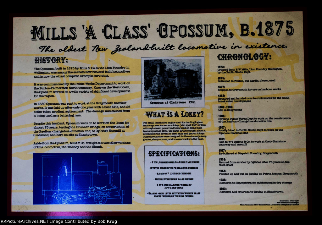 Data placard for Mills Opossum